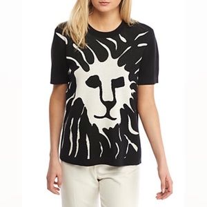 Anne Klein Lion Short Sleeve Black Sweater Size M